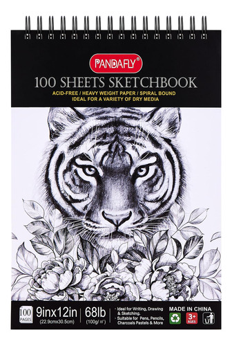 Pandafly 9x12 Premium Sketch Book Set, 1-pack 100 Sheets Sp.