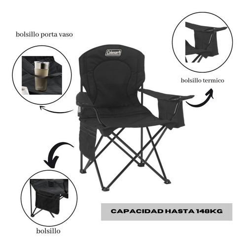 Sillon Plegable Camping Director Grande Coleman Conservadora Color Gris