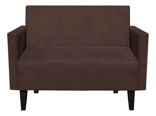 Sofá Retrô Namoradeira Compacta Jade Suede Marrom - D'rossi