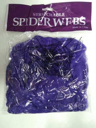 Imagen 2 de 4 de Telaraña Cotillon Violeta Decoracion Halloween Tela De Araña