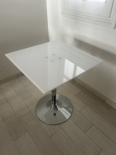 Mesa Comedor Acrílico Cuadrada Moderna Regulable Blanco Plateado