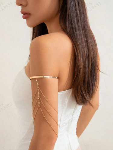 Brazalete Ajustable Con Cadena Dorado 9 Cm 9 Cm