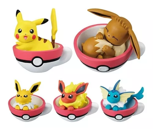 Figura Pokémon Xícara Original Bandai Conjunto Pikachu Eevee