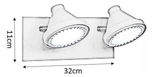 Aplique Pared Spot Orientable 2 Luces Acero Ar111 Led Gu10
