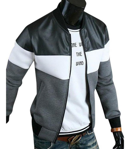 Chaqueta Casual Con Diseño De Patchwork Para Hombre.