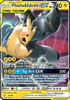 Carta Pokémon Pikachu e Zekrom GX Original Copag Brasil