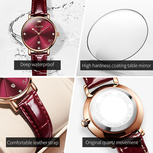 Reloj De Cuarzo Simple Olevs Calendar Diamond