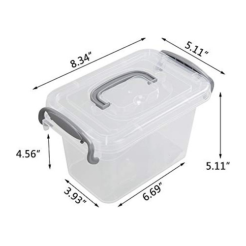 Botes/cajas De Plástico Transparente Asa Gris, Mini Or...