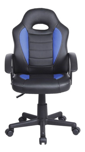 Silla de escritorio Top Living Spectrum gamer ergonómica  negra y azul con tapizado de cuero sintético y mesh