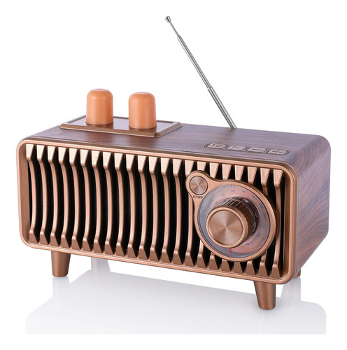 Cyboris Altavoz Bluetooth De Radio Vintage Madera De Nogal 110v