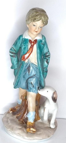 Figura Porcelana Capodimonte Perfecto Estado Niño Con Perro