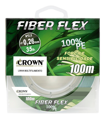 Crown Linha Multifilamento Fiber Flex 4x 0,26mm 35lbs - 100m