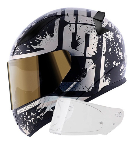 Capacete Ls2 Ff353 Spy Cromado + Espelhada Viseira