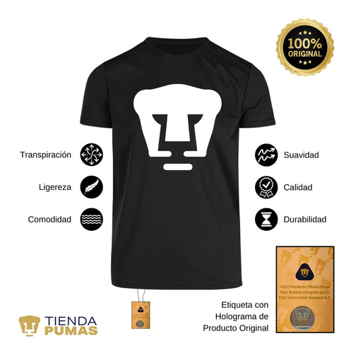 Jersey Playera Fútbol Dryfit Pumas Unam Hombre Logo Monocrom
