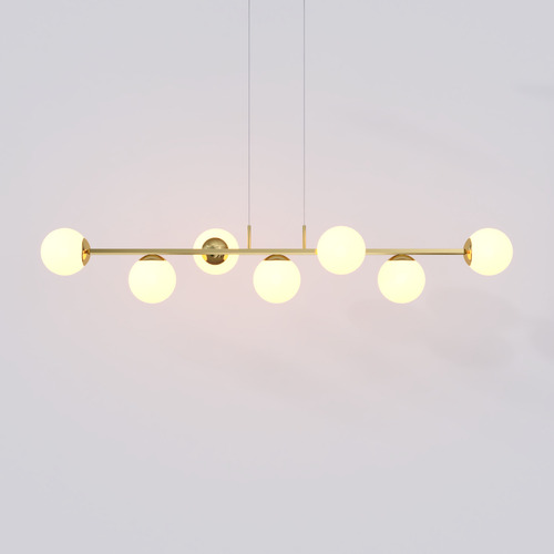 Pendente Jabuticaba Retangular 7 Globos Dourado 120cm
