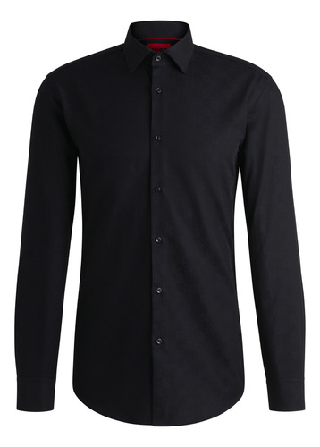 Camisa Slim-fit Em Algodão Jacquard Com Logo Hugo