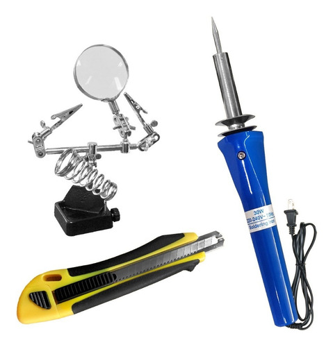 Kit Pirógrafo + Soporte Con Pinzas Y Lupa + Cuchilla Mihaba