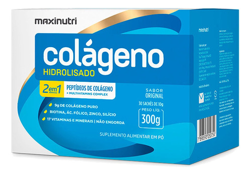 Colágeno Hidrolisado 2 Em 1 Original 30 Sachês-maxnutri     