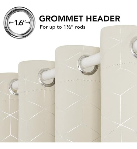 Cortina Opaca Beige Con Aislamiento Térmico, 2 Paneles