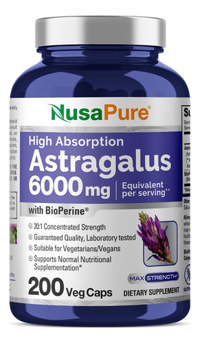 Astragalus 3000 Mg Por Cápsula 200 Cápsulas Vegetarianas