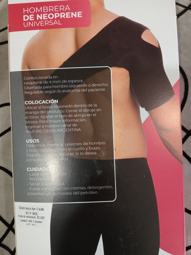 Hombrera Universal D.e.m.a Neoprene Tendinitis