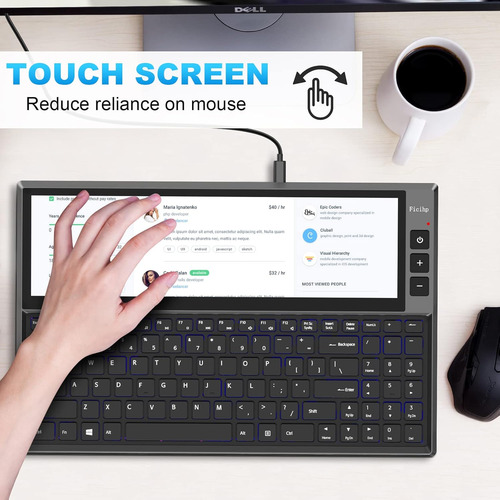 Ficihp Teclado Rgb, Monitor De Pantalla Táctil Integrado