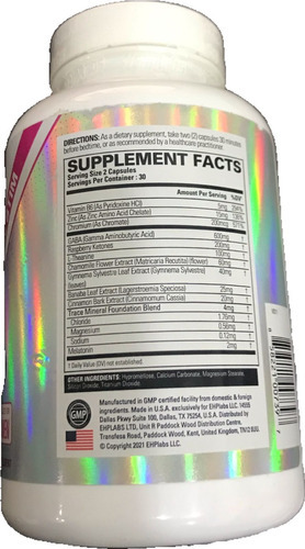 Ehp Labs Pills Women Oxyrem Non-stim Fat Burner 60 Caps Sabor Sin Sabor