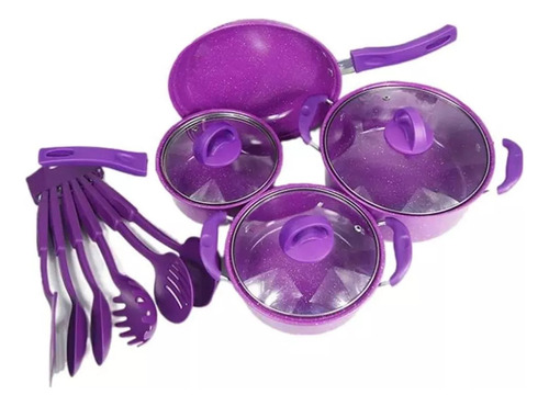 Set Olla Morada De Cocina 14 Piezas