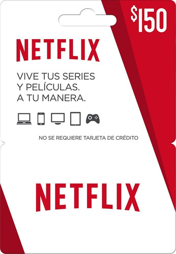 Imagen 1 de 1 de Tarjeta De Regalo Netflix 150