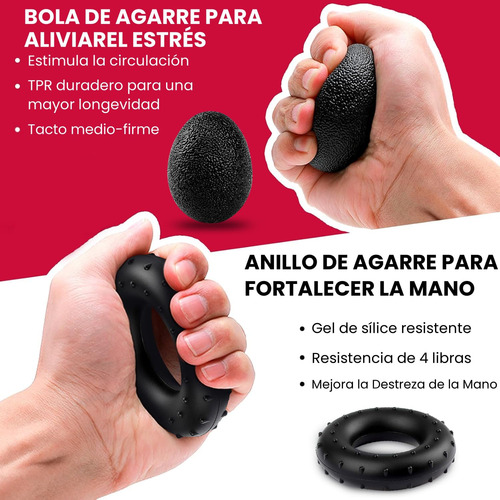 Fortalecedor De Agarre 5 En 1 Kit Ejercitador De Mano 2 Piez