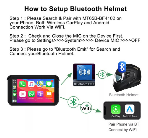 5 Pulgadas Motocicleta Gps Carplay Inalámbrico Android Auto