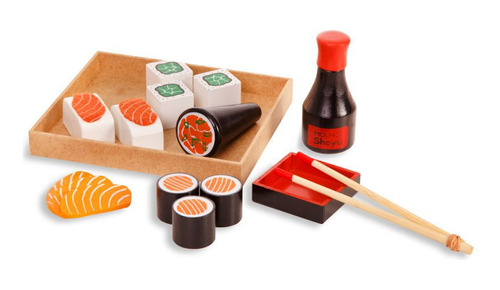 Brinquedo De Madeira Comidinhas - Kit Sushi Newart