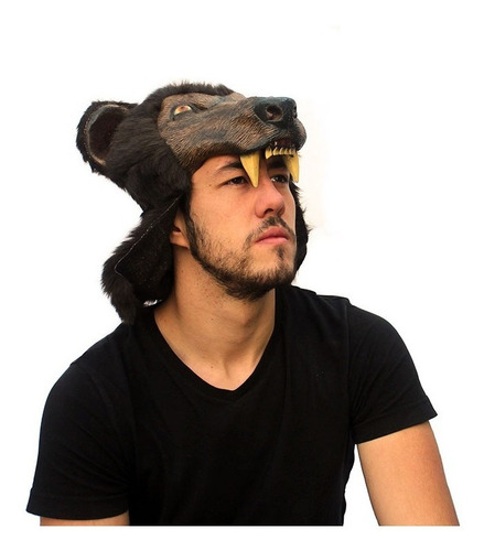 Imagen 7 de 7 de Casco De Látex Y Peluche Brown Bear Helmet Oso Café