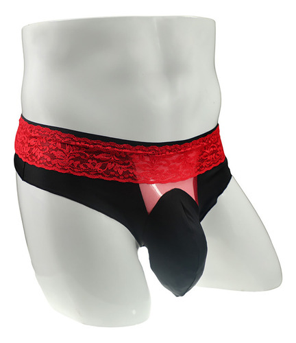 B Ropa Interior De Cintura Baja Para Hombre, Encaje De Seda