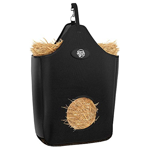 Horse Hay Bag, Black - Comfortable & Durable 1000d Nylo...