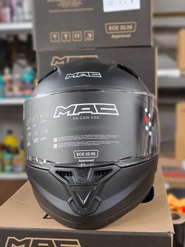 Casco Moto Integral Mac Speed Solid Negro Mate Vxv Motos