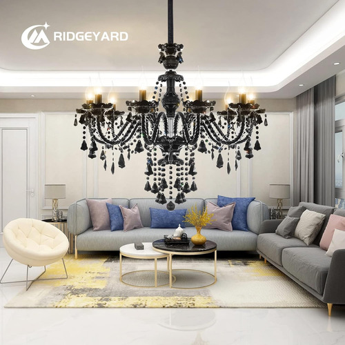 Ridgeyard 10 Luces De Cristal Estilo Vela Lámpara De Techo C