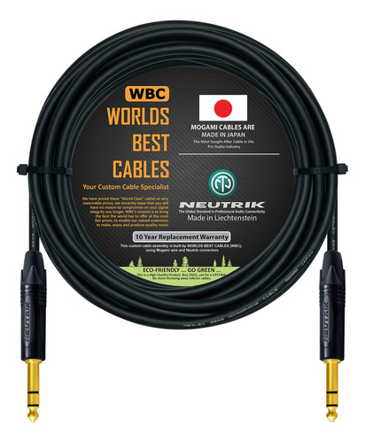 Cable Conexion Trs Equilibrado 30 Pie Hecho Medida Worlds