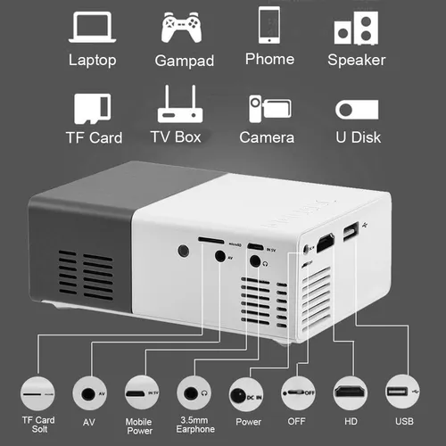 J Proyector De Imagen Portátil 1080p Hd Show Retroproyector