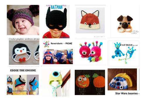 10 Patrones Gorros Bb Niños A Eleccion-crochet X10 +1regalo
