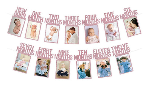 Banner Fotográfico De 1º Aniversário Para Bebê De Recém-nasc