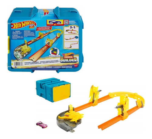 Caja Y Pista Propulsor De Rayo 3 En 1 Hotwheels      