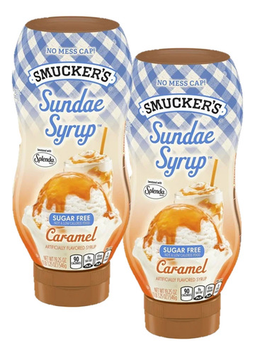 2 Botes De Smuckers Sundae Syrup Caramel Sugar Free 546g C/u