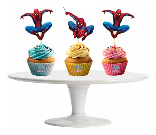 Spider-man Cupcake Toppers Adorno Para Muffins X10