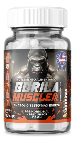 Gorilla Muscle Anabolic Testo Max Energy 60 Caps Sabor Without Flavor