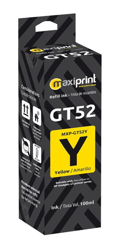 Tinta Maxiprint Compatible Hp Gt52 Amarillo (m0h56al)