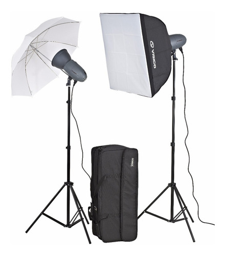 Imagen 8 de 10 de Kit 2 Flashes Estudio Visico Vl 200w Soft+ Sombrilla + Bolso
