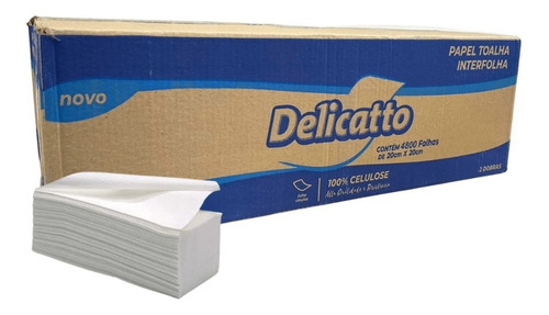 Papel Interfolha Delicatto 100% Celulose 20x20 - 4800 Folhas