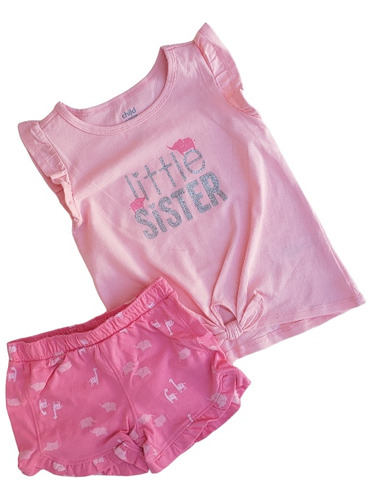 Conjunto Carters Niña Blusa Short Rosa Little Sister 