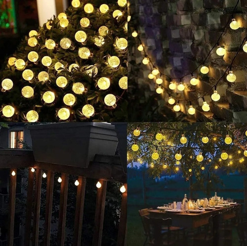 Imagen 7 de 7 de Luces De Cadena Solares 13m 80 Led Césped,jardín Boda Fiesta